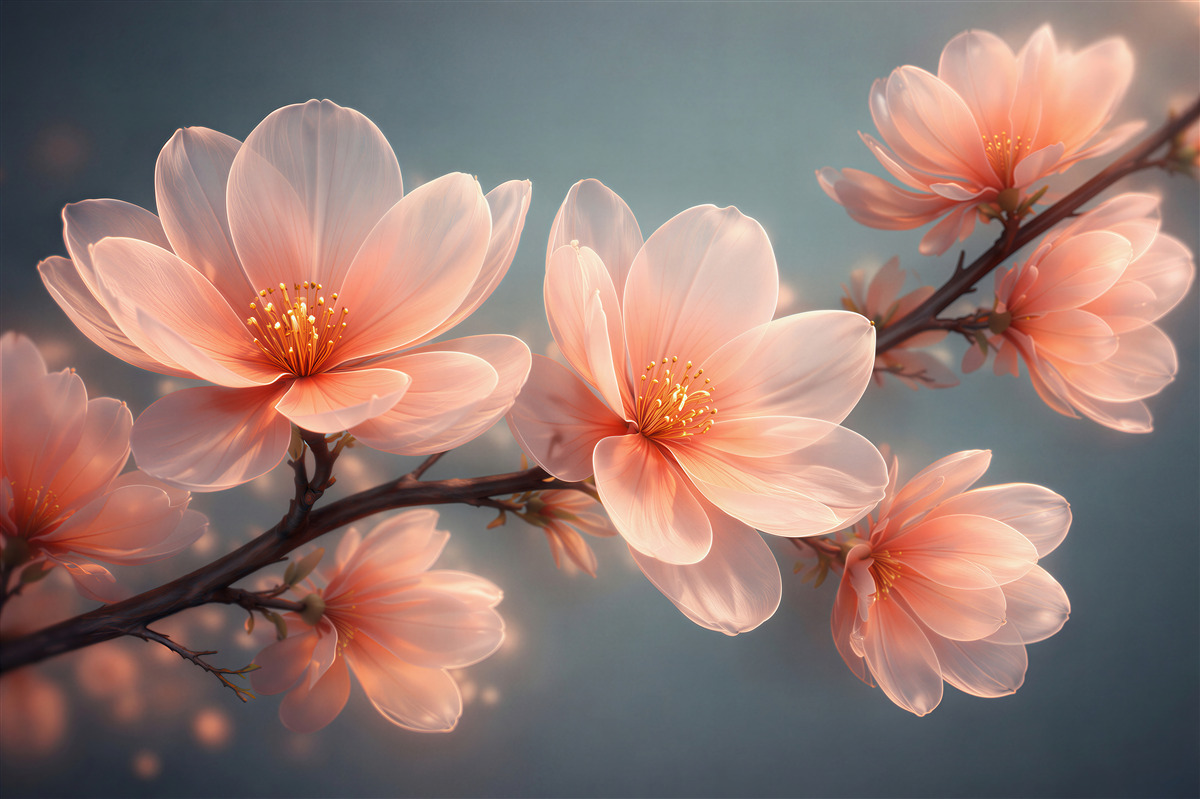 Papier peint fleurs lumineuses de magnolia à l'aube