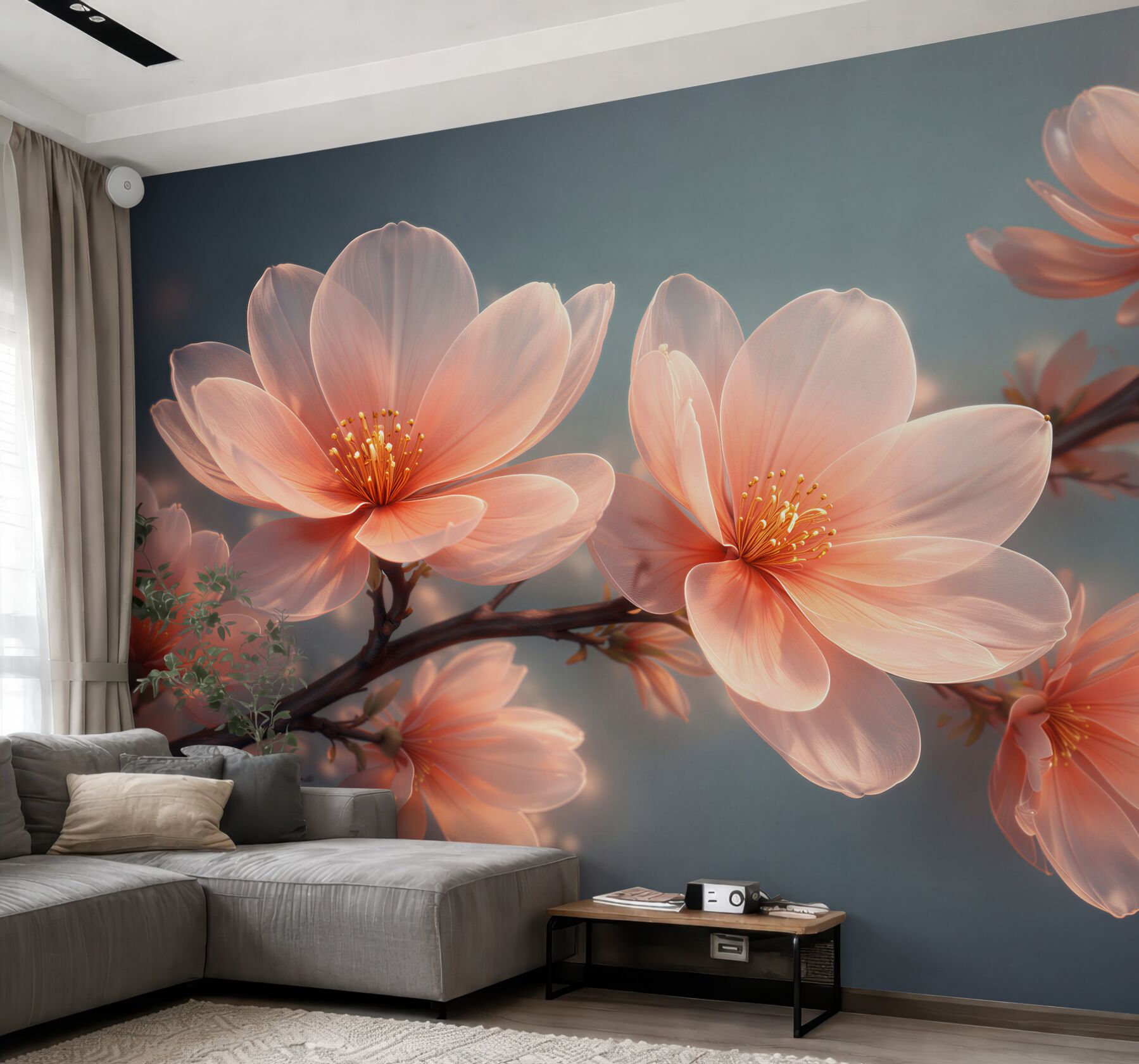 Papier peint fleurs lumineuses de magnolia à l'aube
