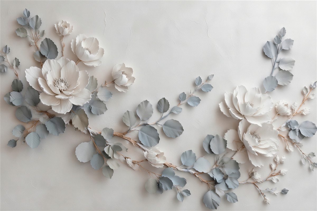 Papier peint fleurs subtiles dans un relief élégant