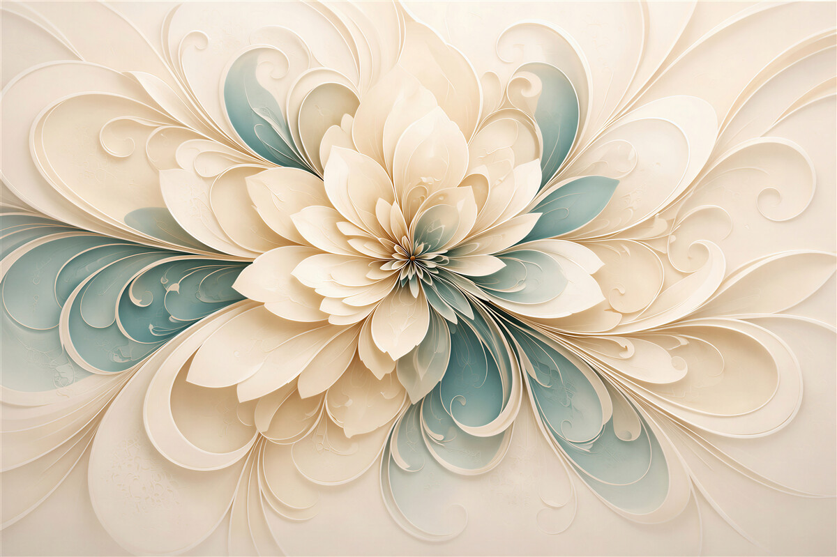 Papier peint fleur crémeuse en 3D