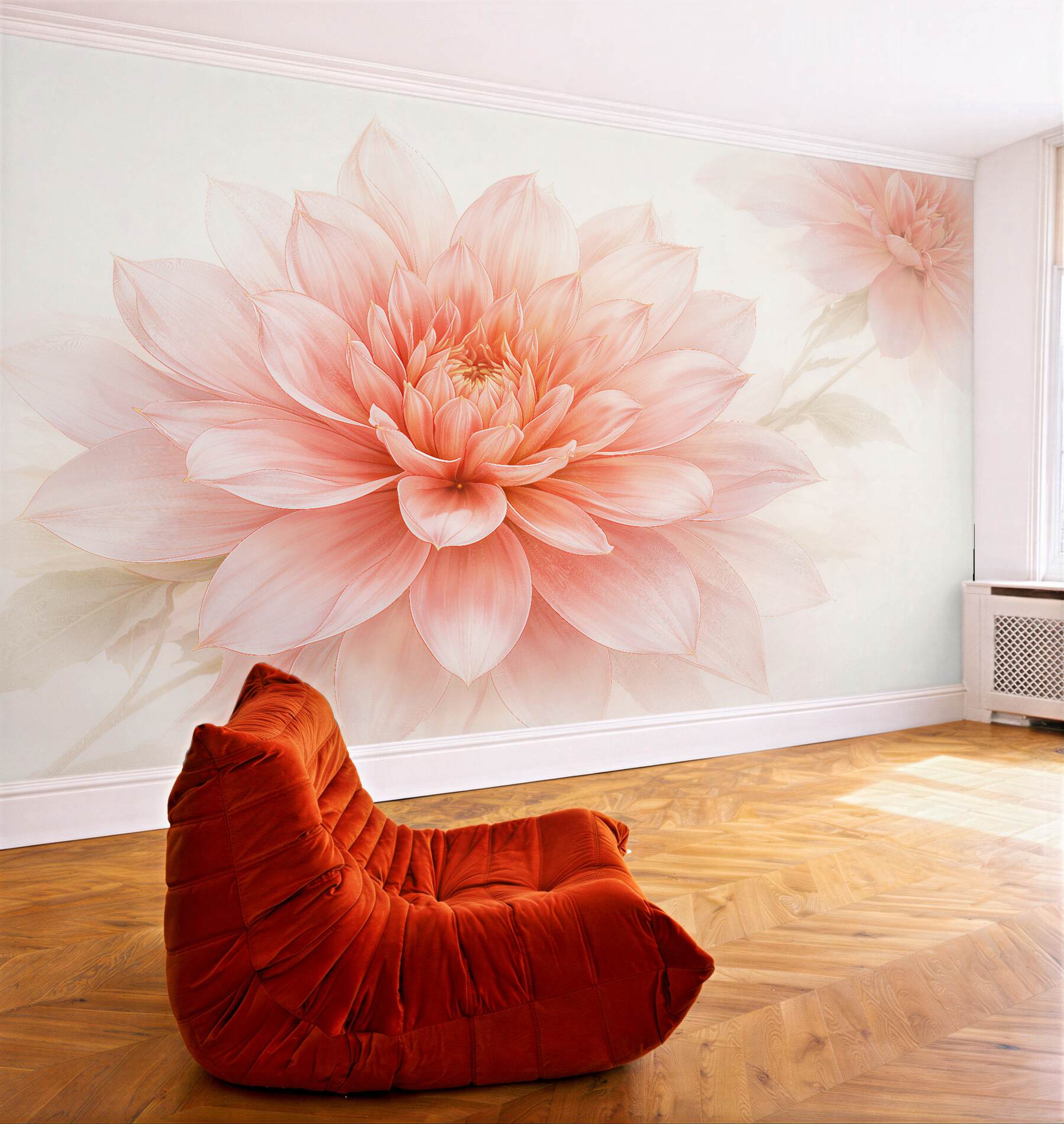 Papier peint fleur poudreuse dans une douce lueur