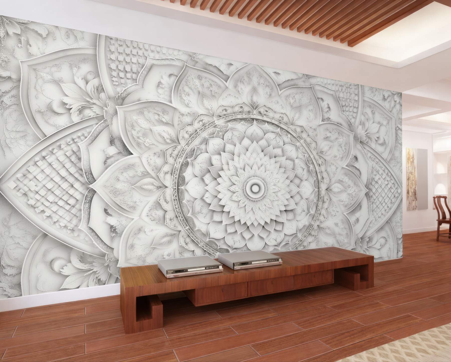 Papier peint mandala perleux dans un style glamour
