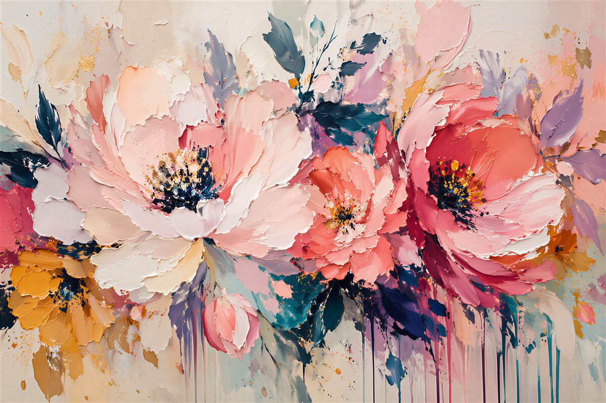 Papier peint fleurs peintes en pastels