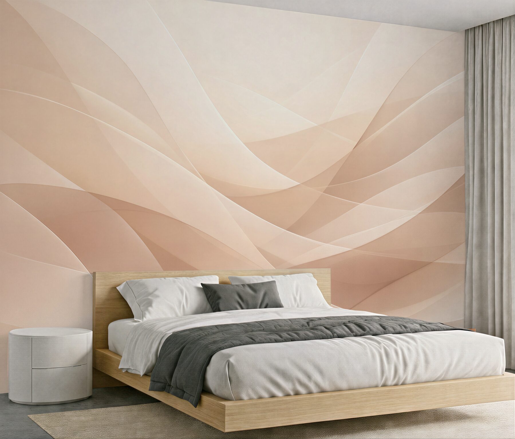 Papier peint vagues beiges fluides abstraites