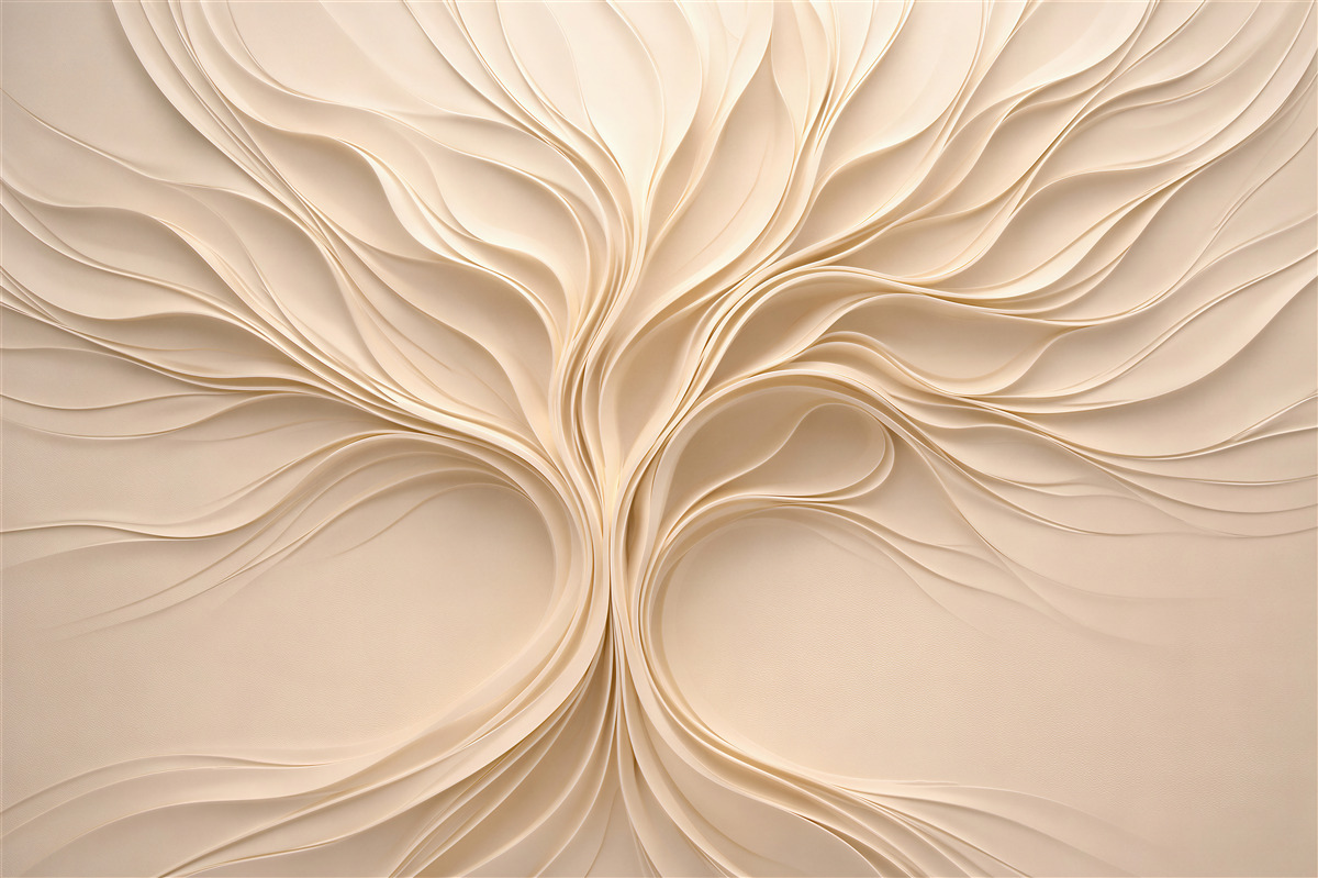 Papier peint arbre doré vagues abstraites