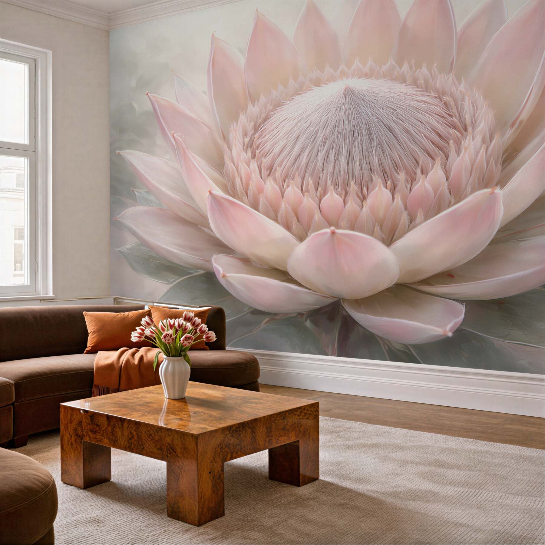 Papier peint lotus poudré dans l'éclat