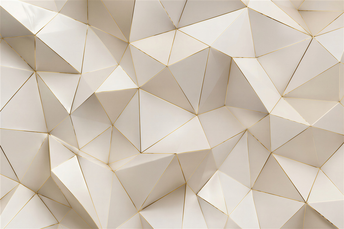 Papier peint abstraction géométrique dorée 3d