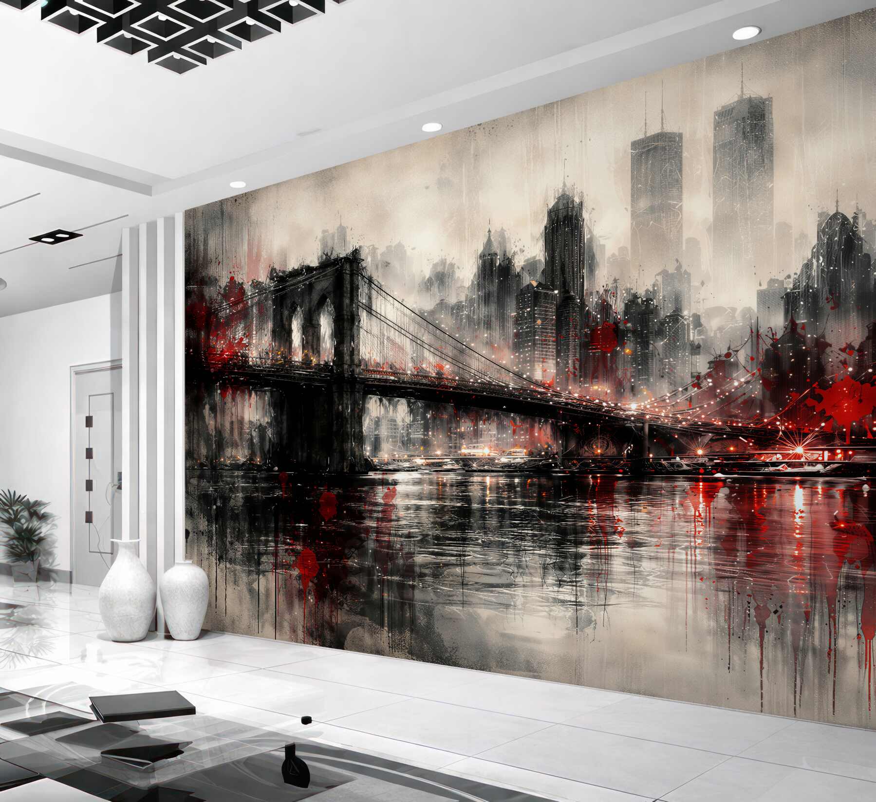 Papier peint pont sombre de New York