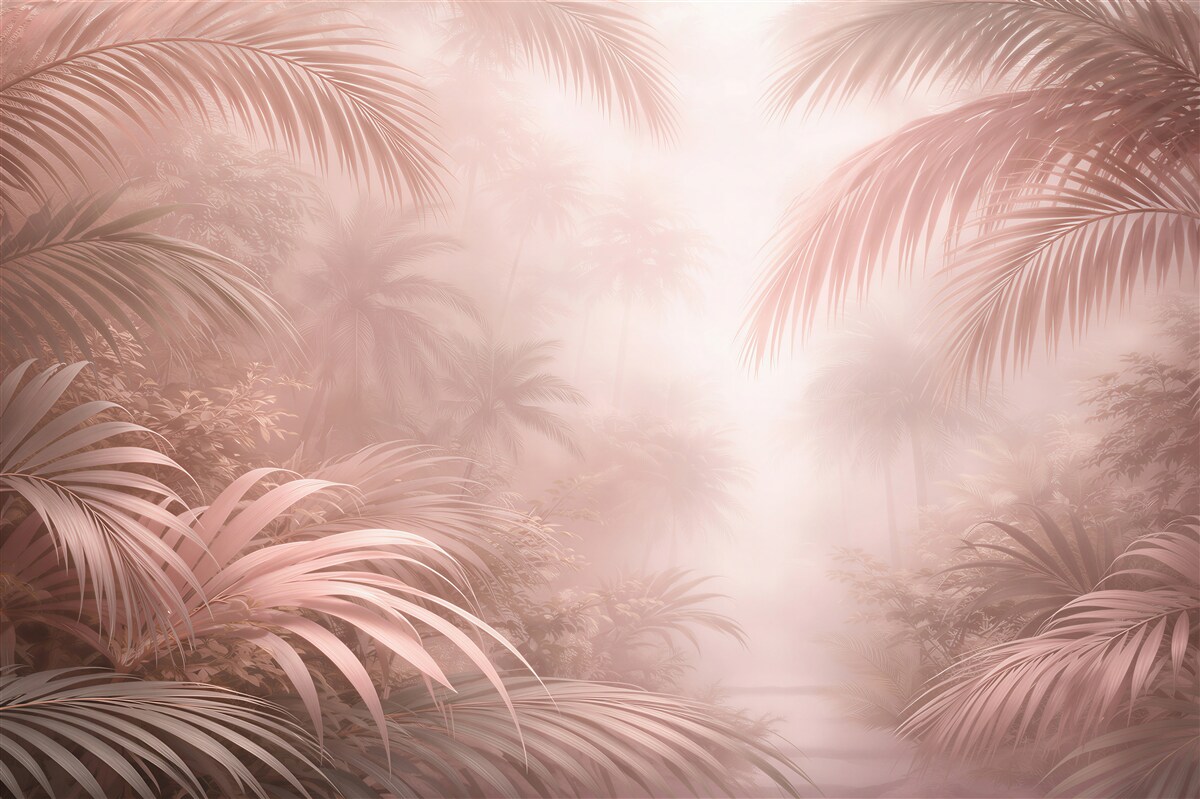 Papier peint jungle poudrée dans le brouillard