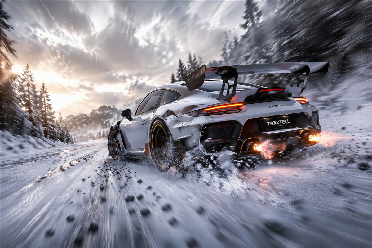 Papier peint voiture de sport en course hivernale