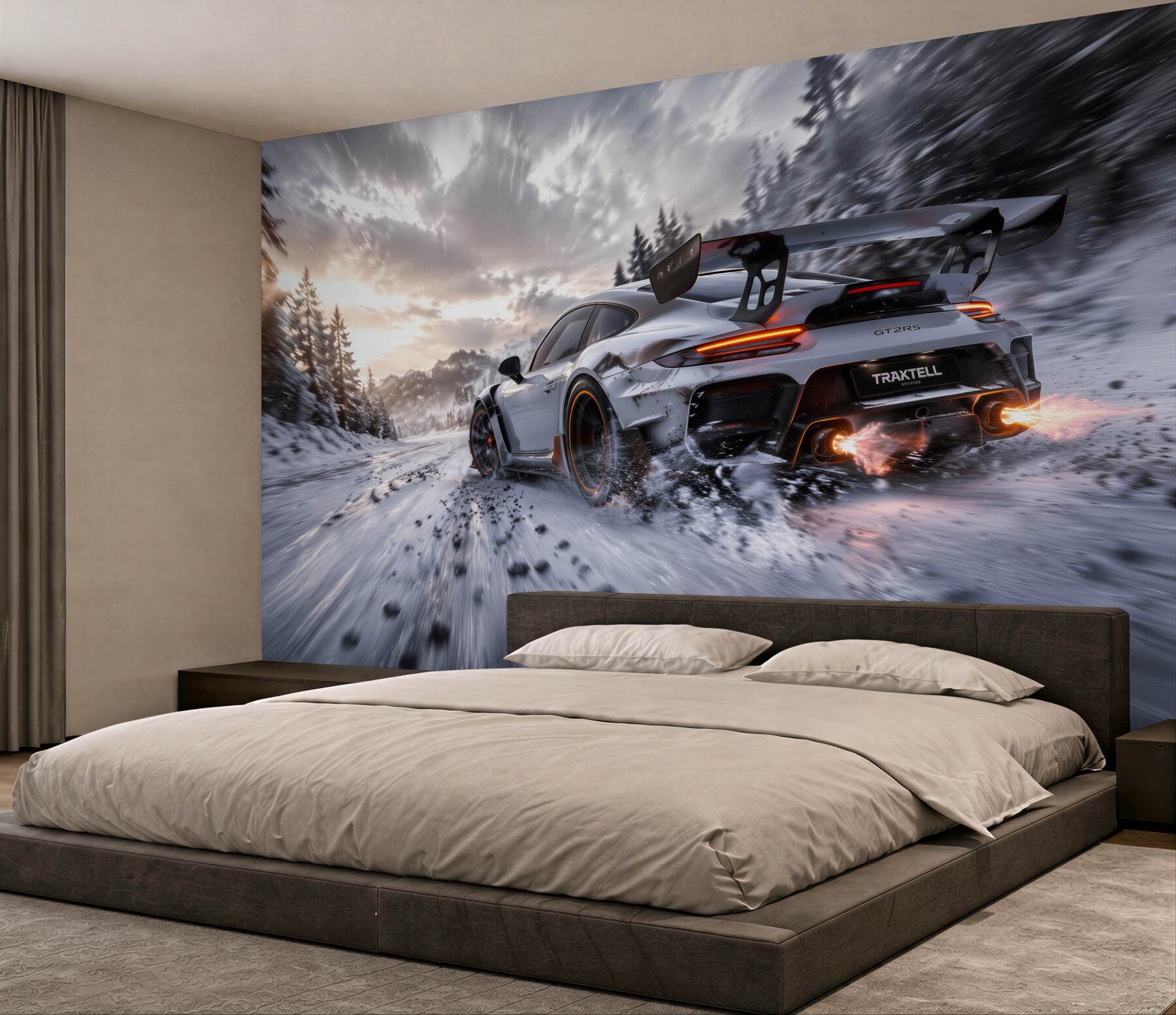 Papier peint voiture de sport en course hivernale
