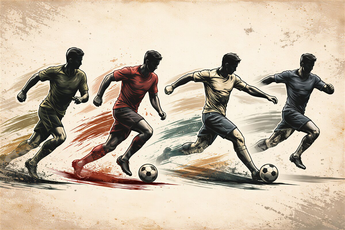 Papier peint footballeurs dynamiques en course