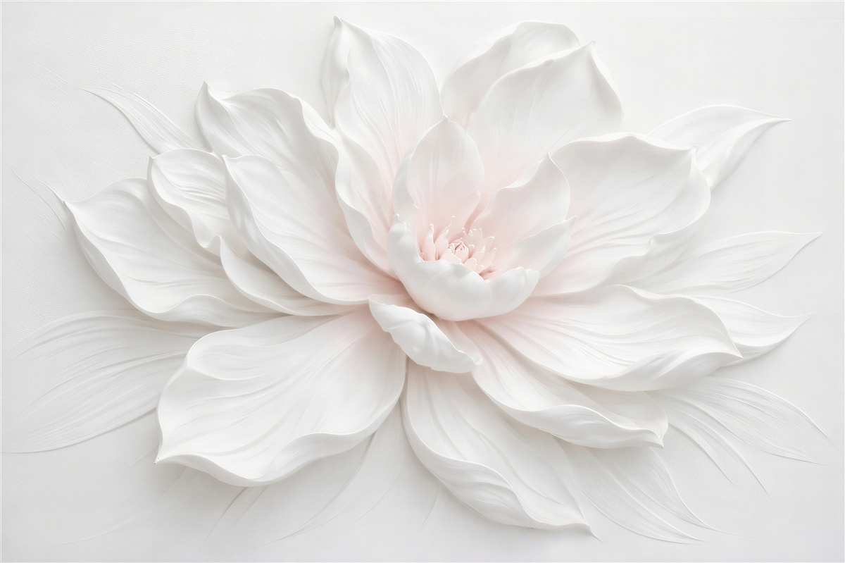 Papier peint fleur crème en relief délicat