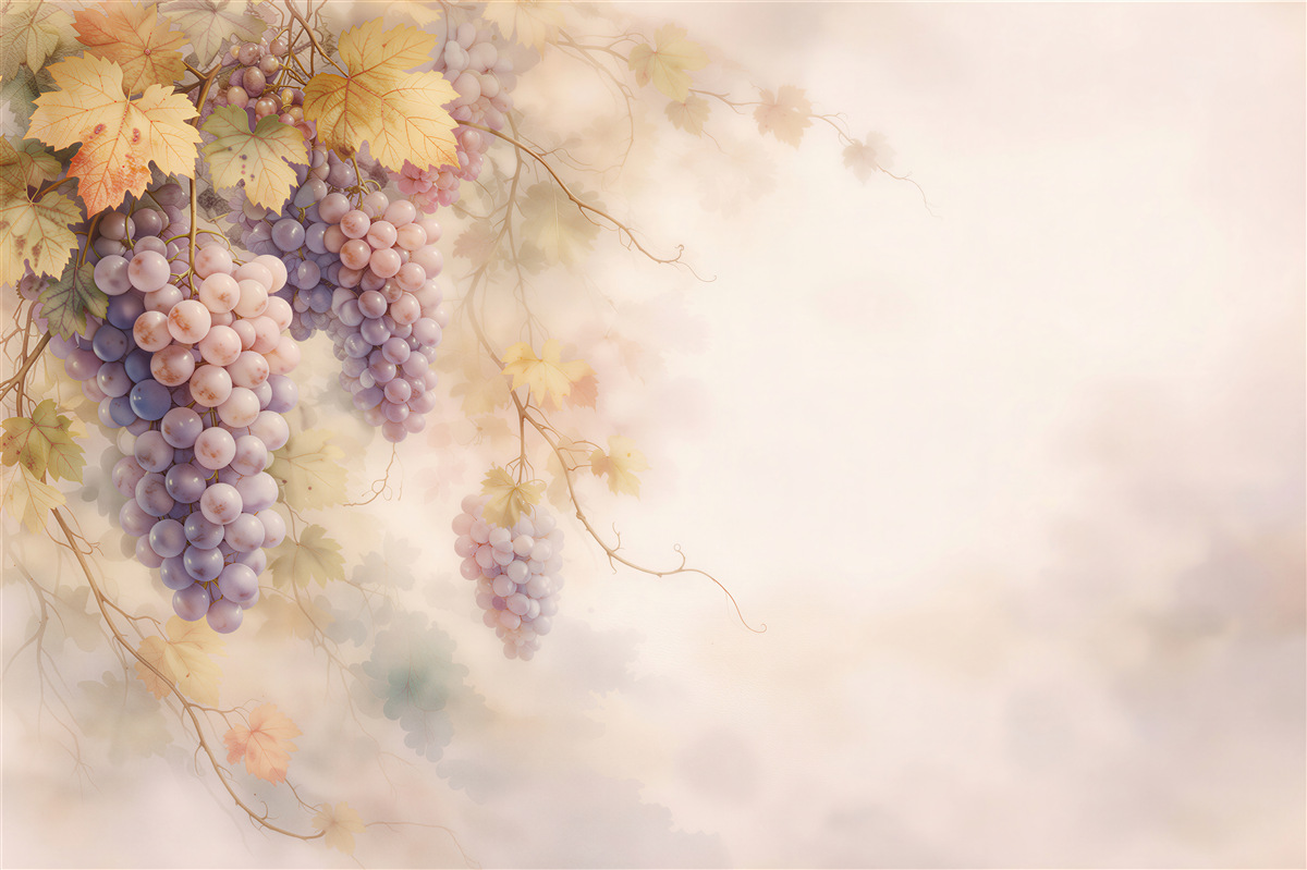 Papier peint raisins pastel dans une brume lumineuse