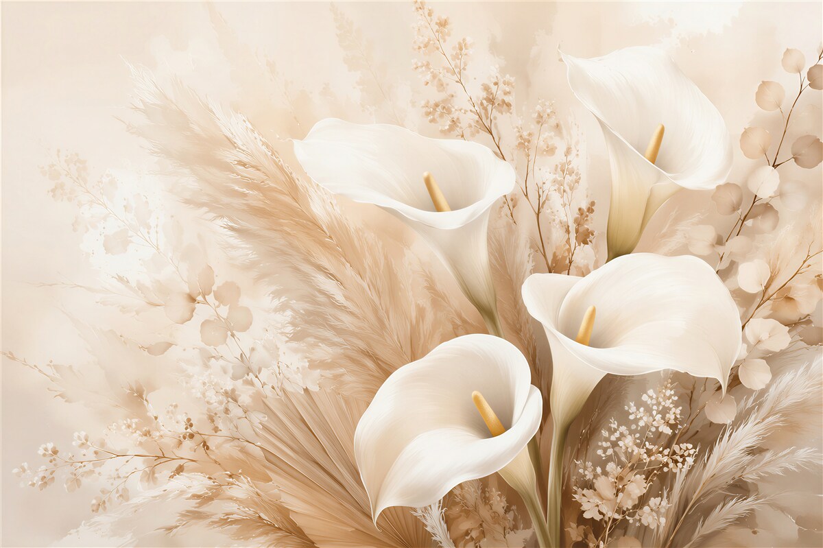 Papier peint callas beiges et légèreté de la pampa