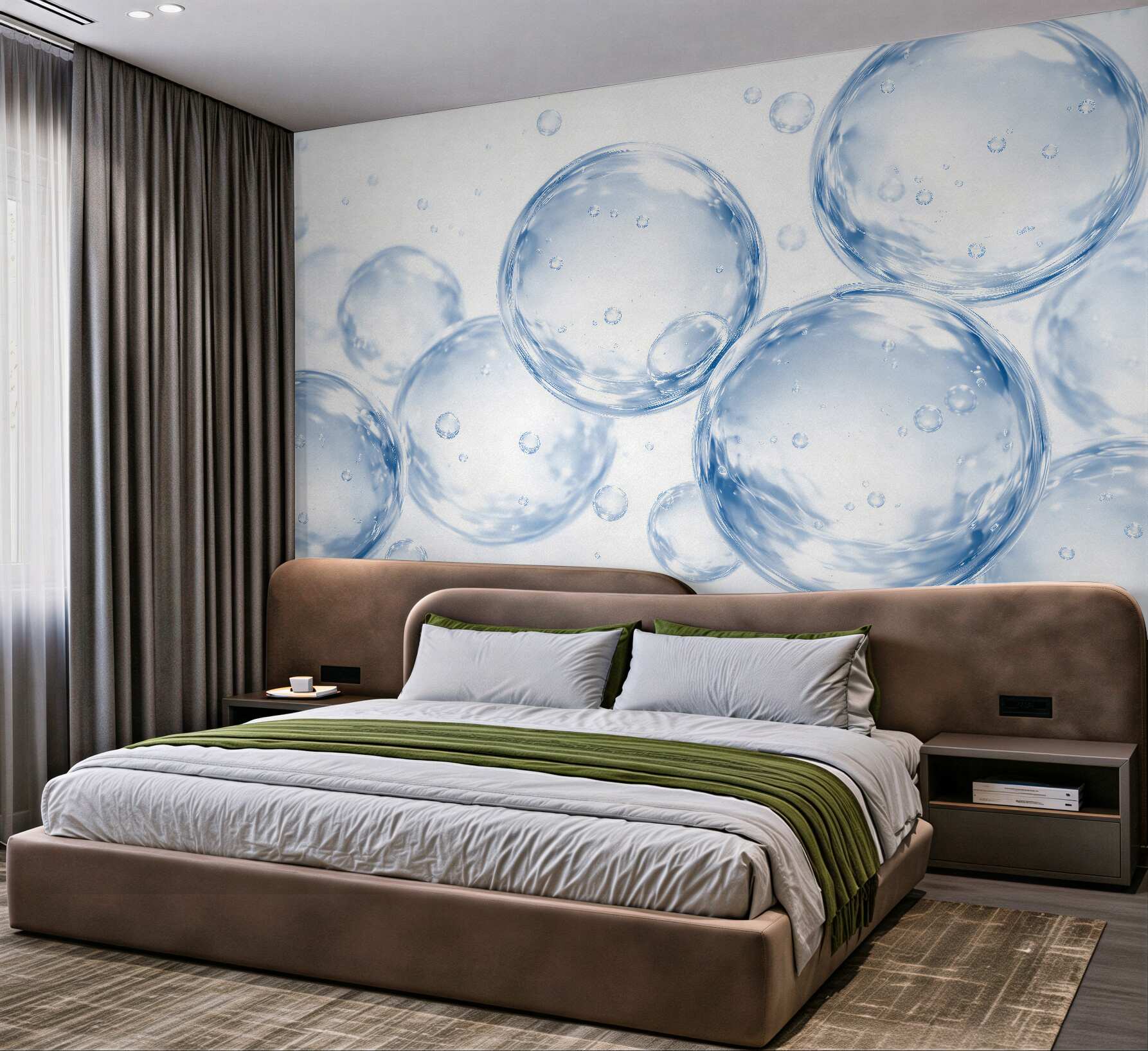 Papier peint boules de verre bleues 3d