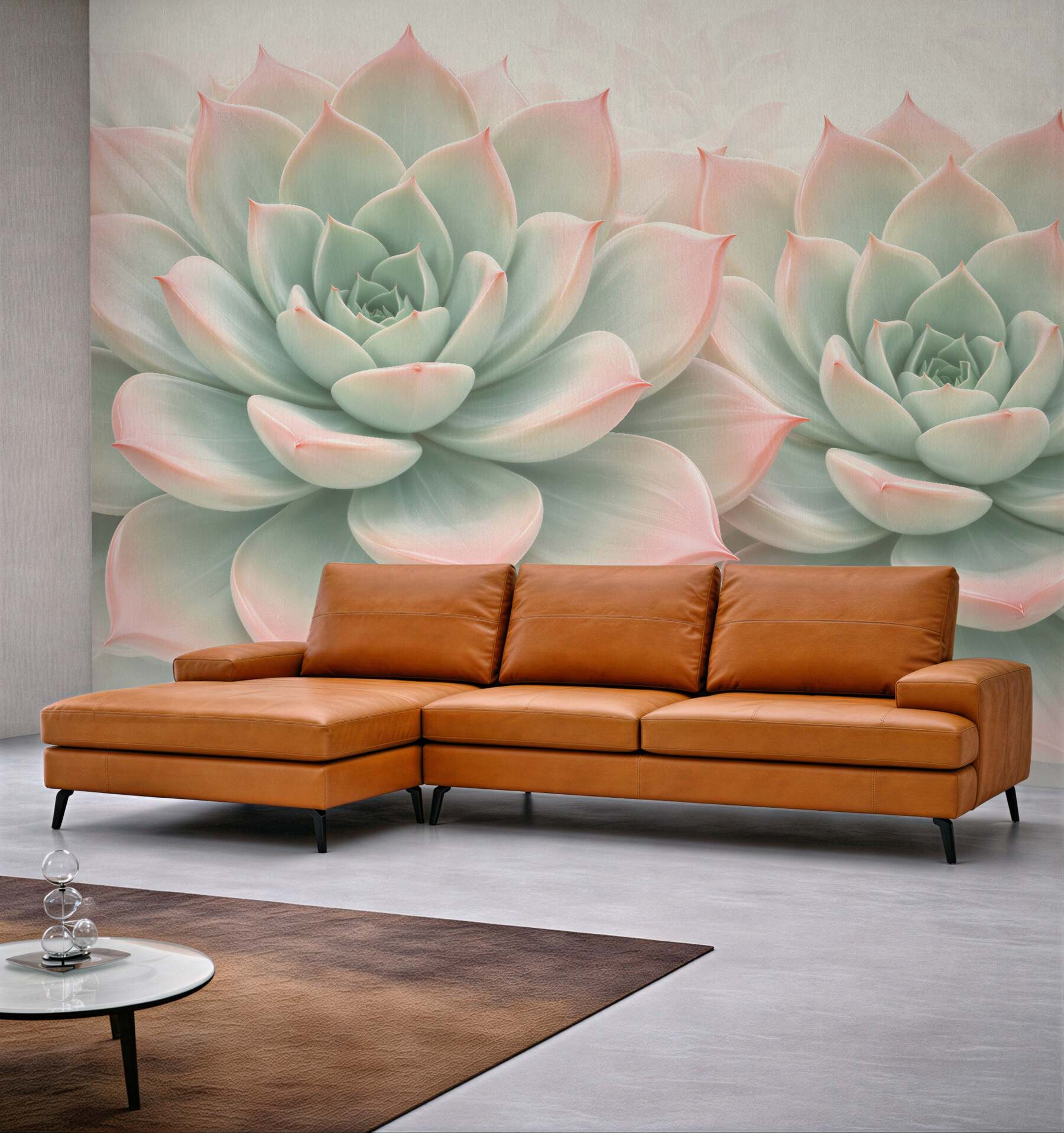 Papier peint succulentes pastel dans une douce lueur