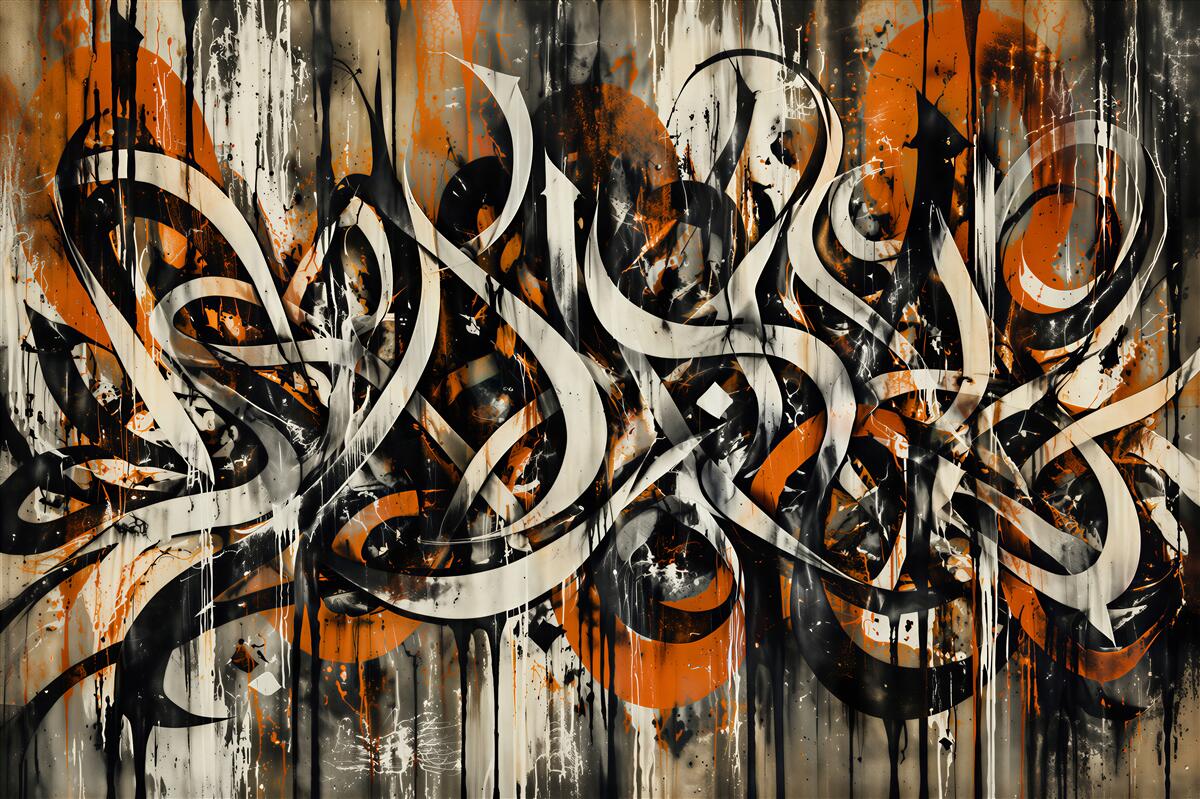 Papier peint graffiti abstrait en orange