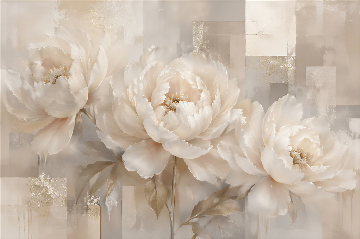 Papier peint pivoines crémeuses dans un éclat élégant