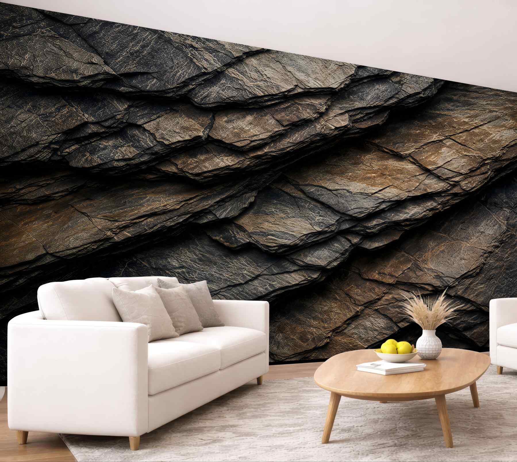 Papier peint texture rocheuse en brun foncé
