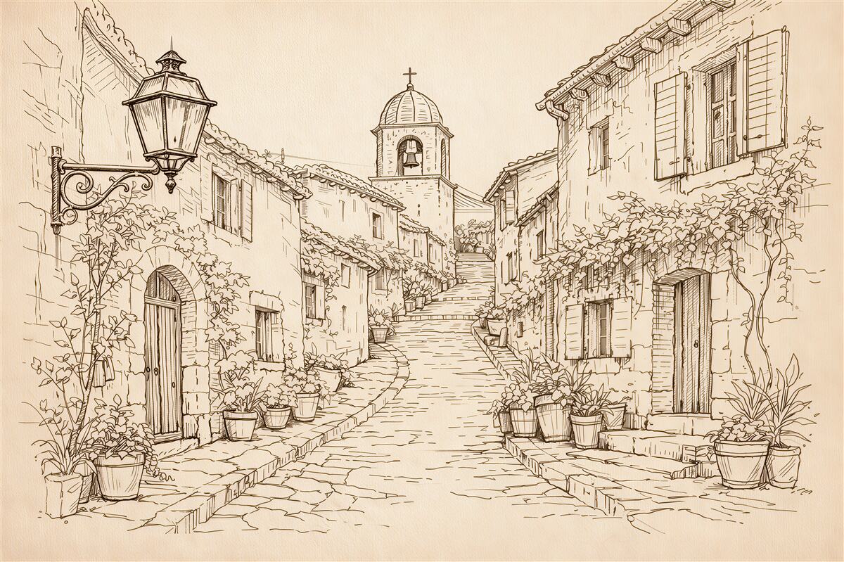 Papier peint ruelle pittoresque d'une vieille ville