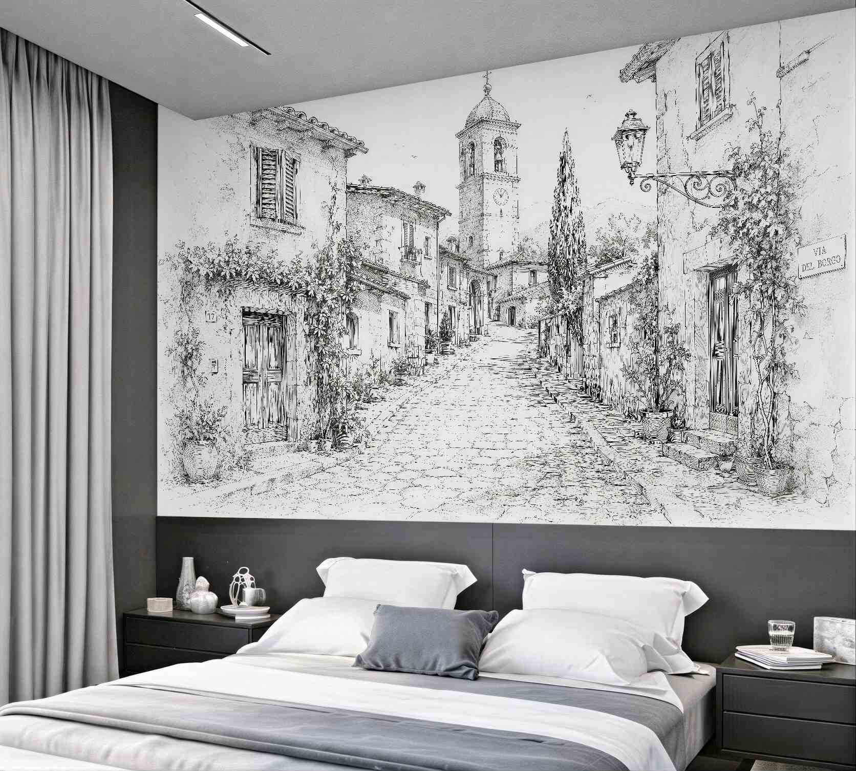 Papier peint ruelle intime d'un village italien
