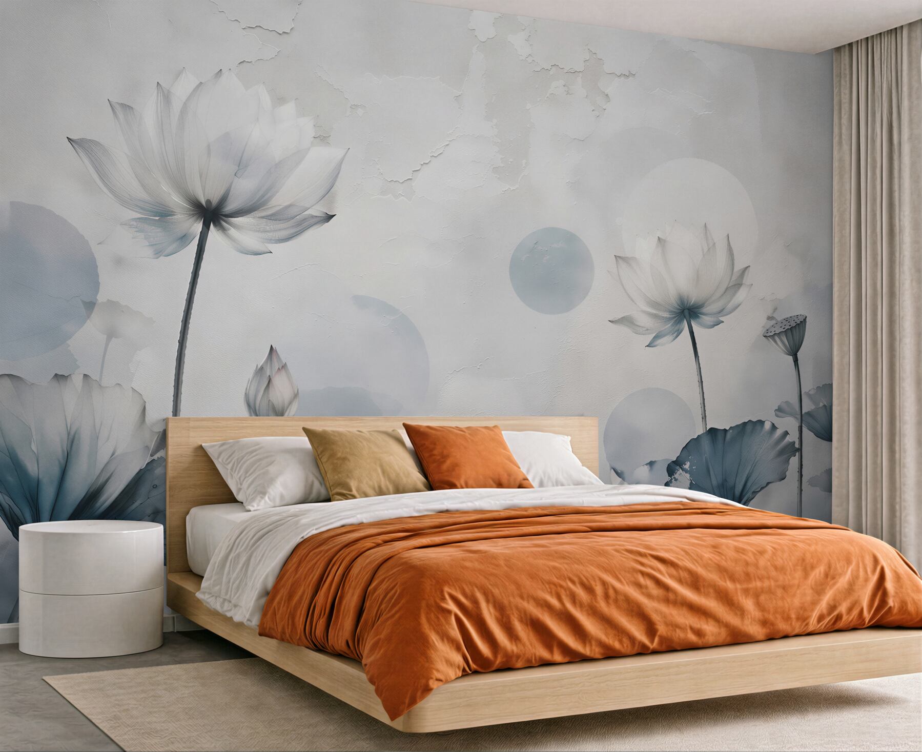 Papier peint lotus éthérés dans une brume bleue