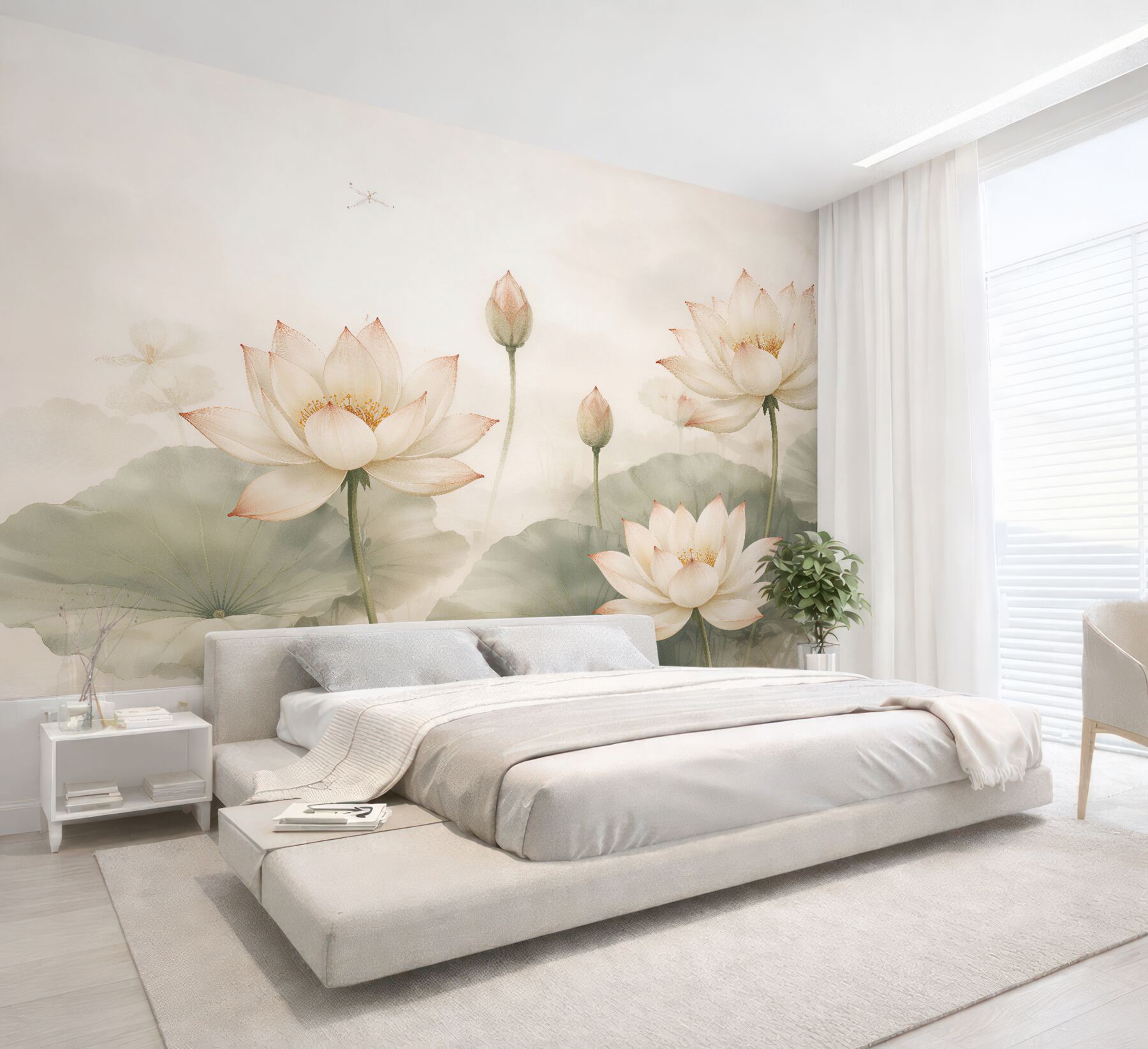 Papier peint lotus subtils dans la brume