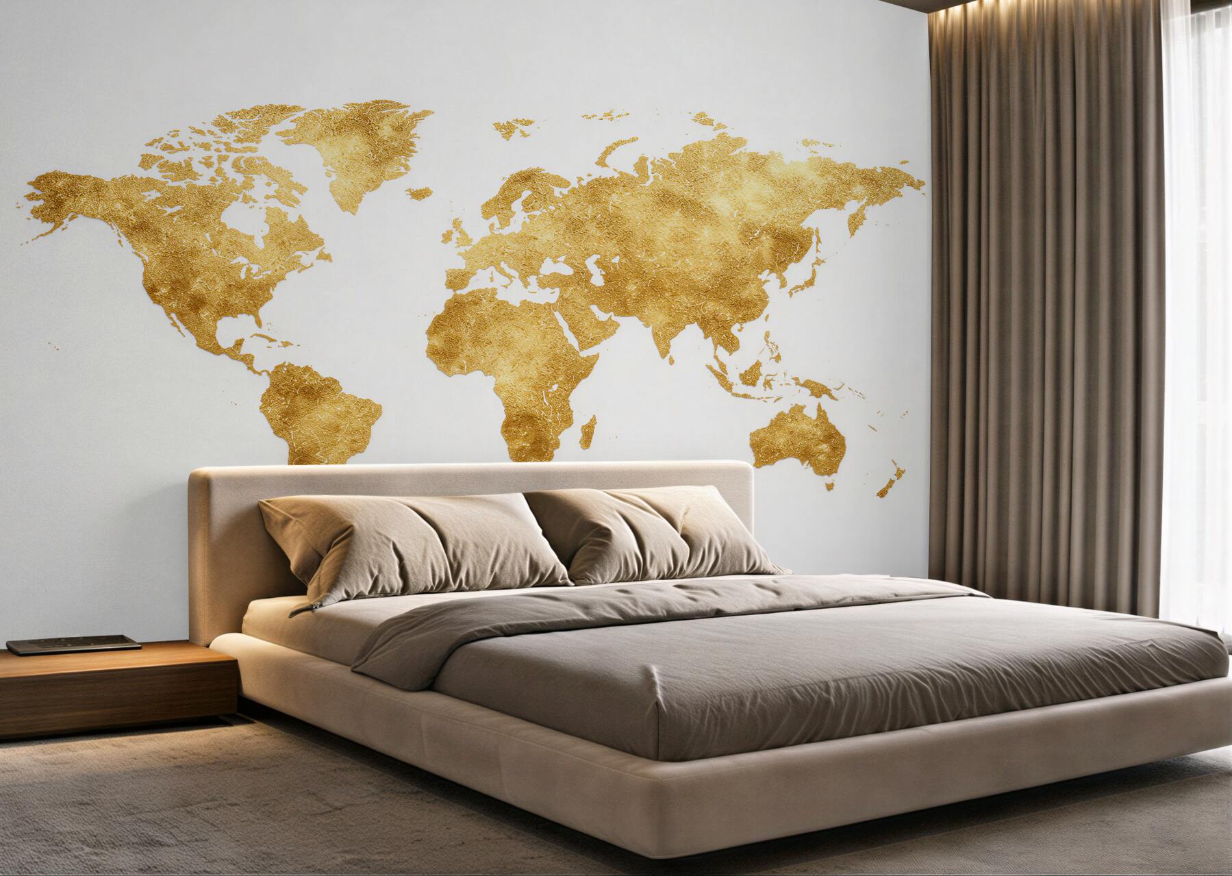 Papier peint carte du monde dorée élégante