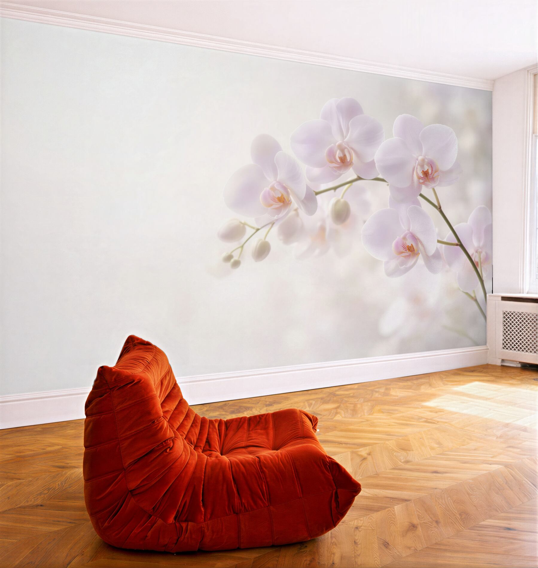 Papier peint délicates orchidées blanches