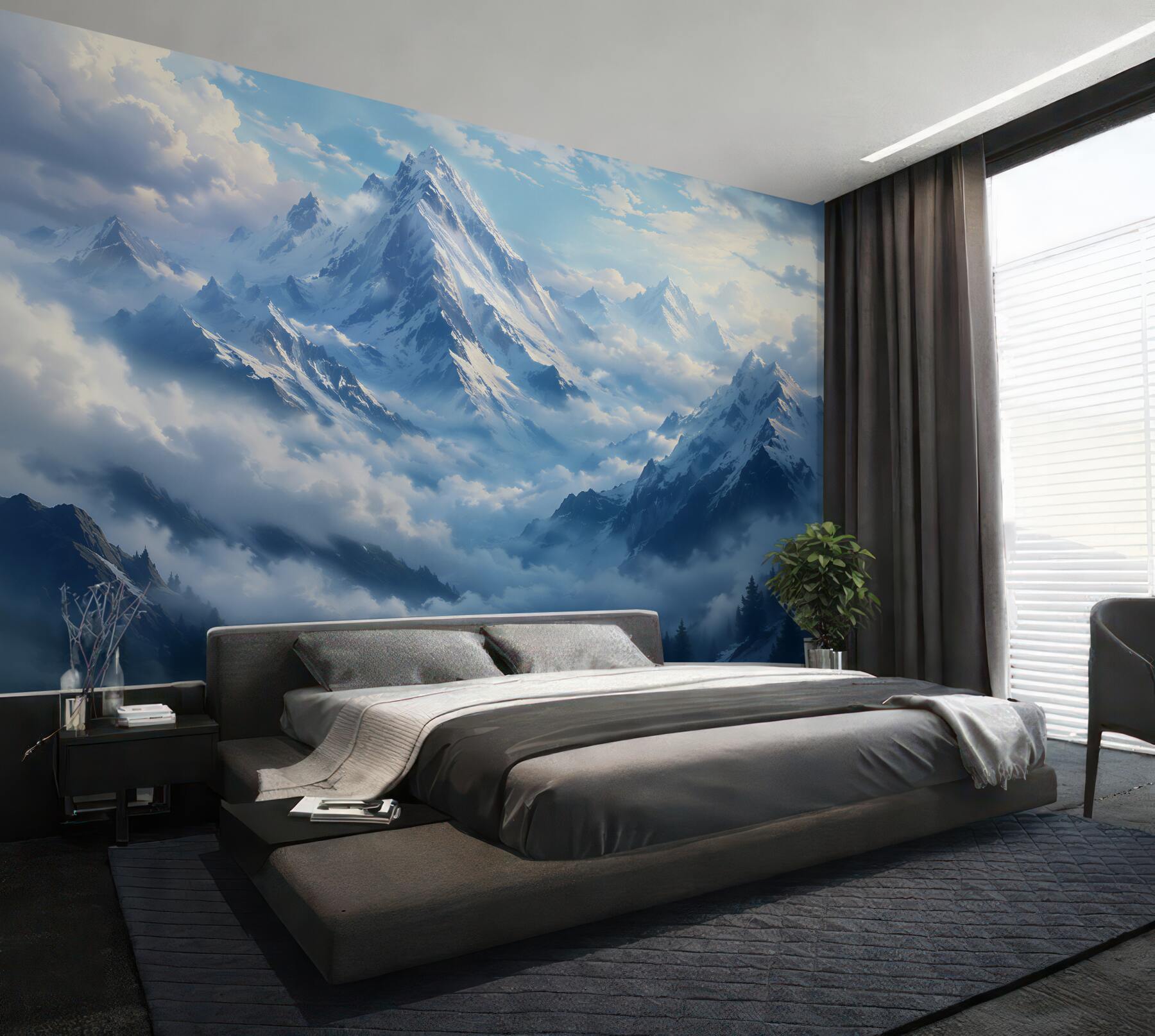 Papier peint sommets mystiques dans les nuages