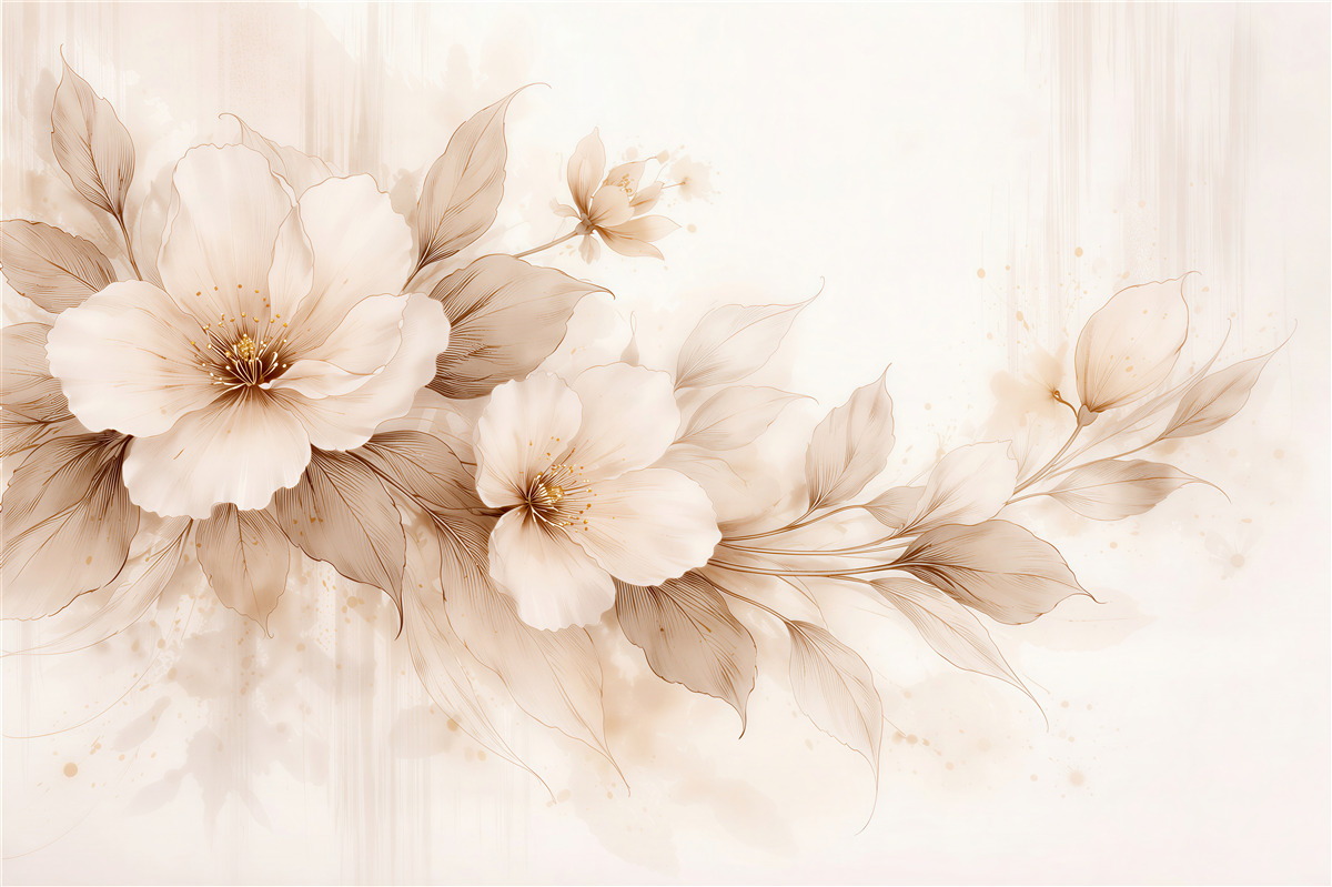Papier peint fleurs subtiles dans une élégance beige