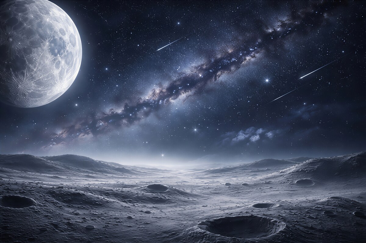 Papier peint pays lunaire sous les étoiles