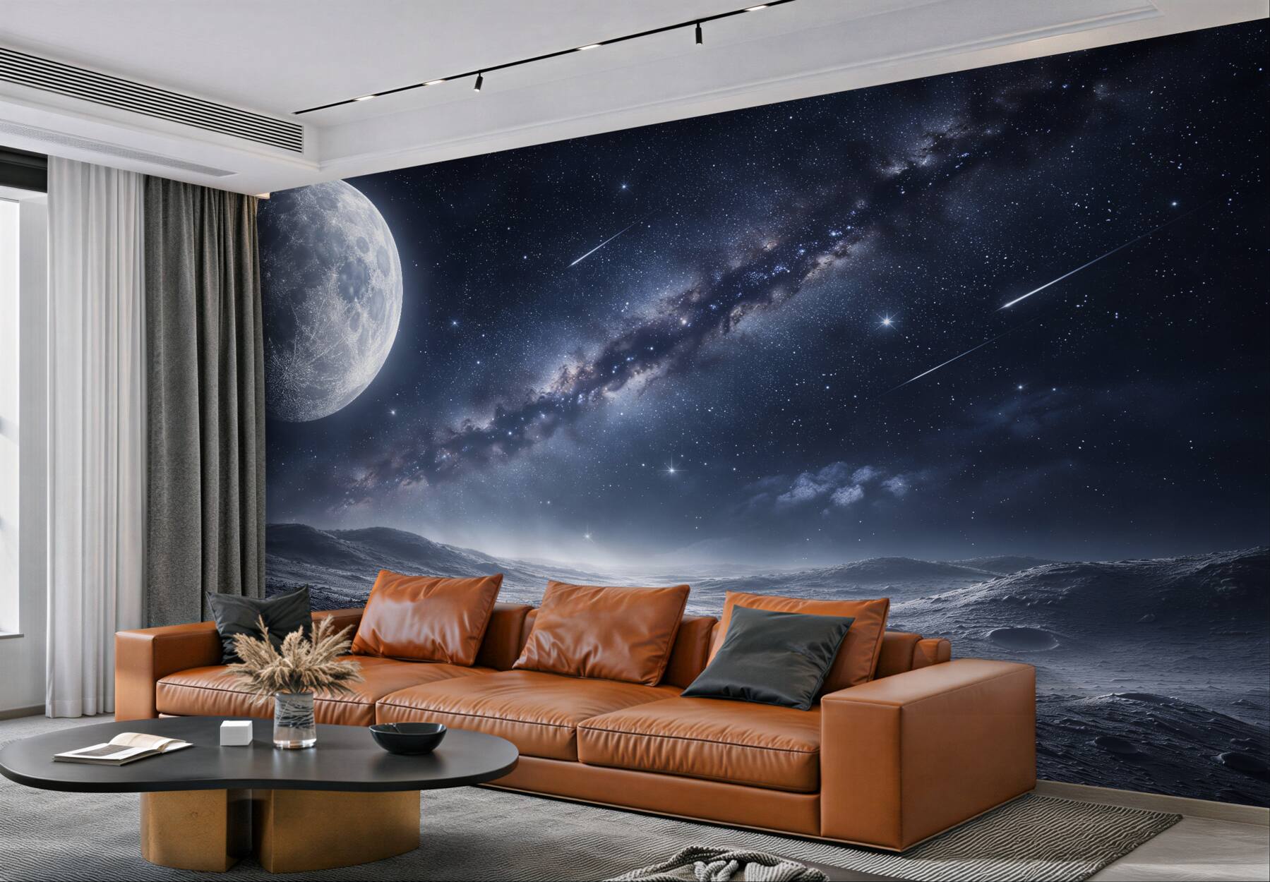 Papier peint pays lunaire sous les étoiles