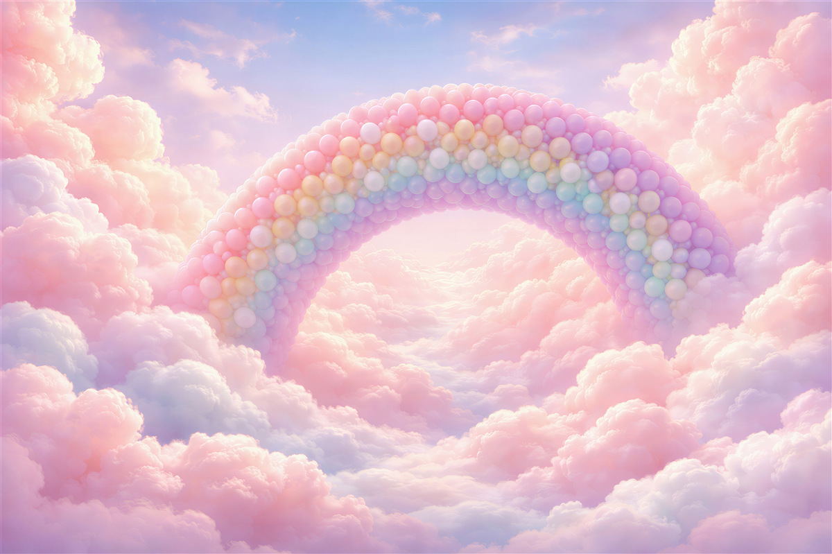 Papier peint arc-en-ciel pastel dans les nuages
