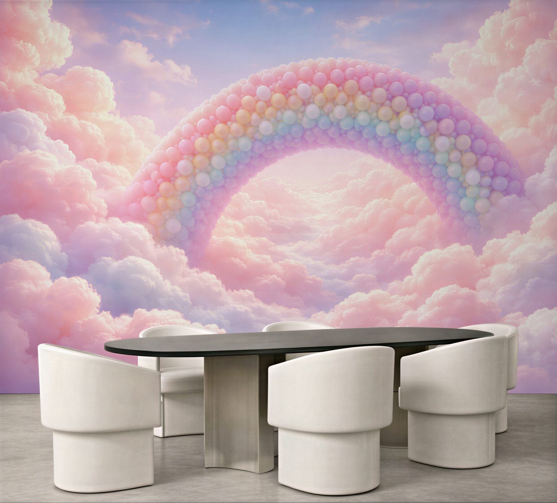 Papier peint arc-en-ciel pastel dans les nuages