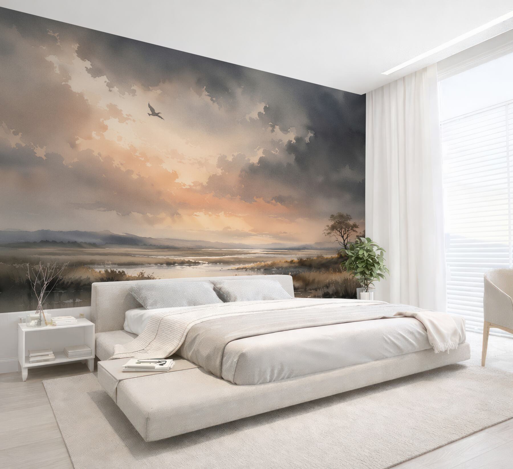 Papier peint paysage d'ambiance au lever du soleil
