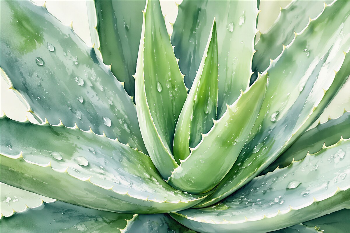 Papier peint fraîcheur d'aloe vera aquarelle