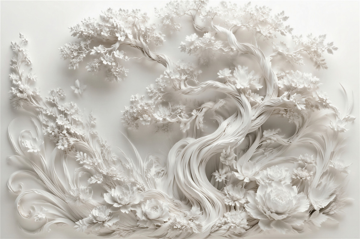 Papier peint arbre blanc en fleurs