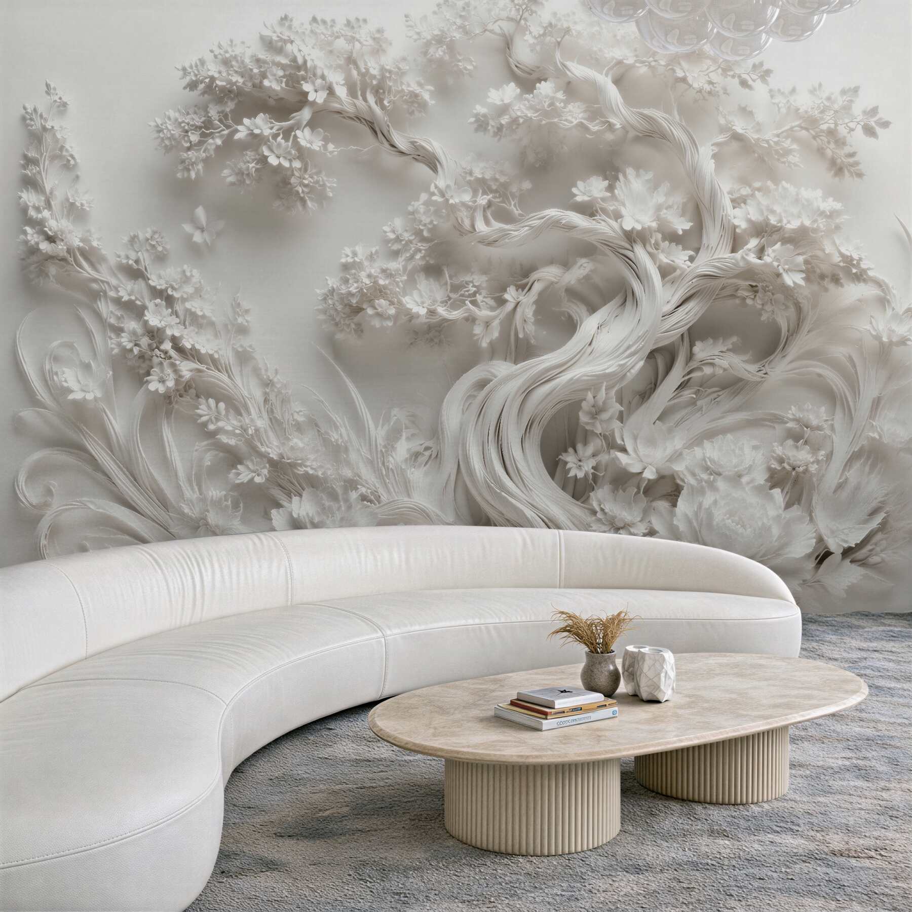 Papier peint arbre blanc en fleurs