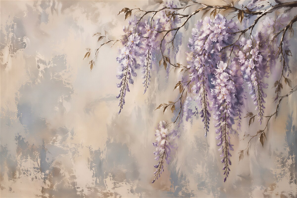 Papier peint cascades de fleurs lavande