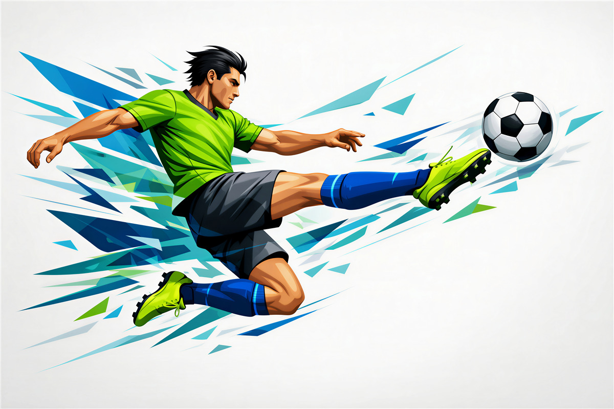 Papier peint footballeur en tir dynamique
