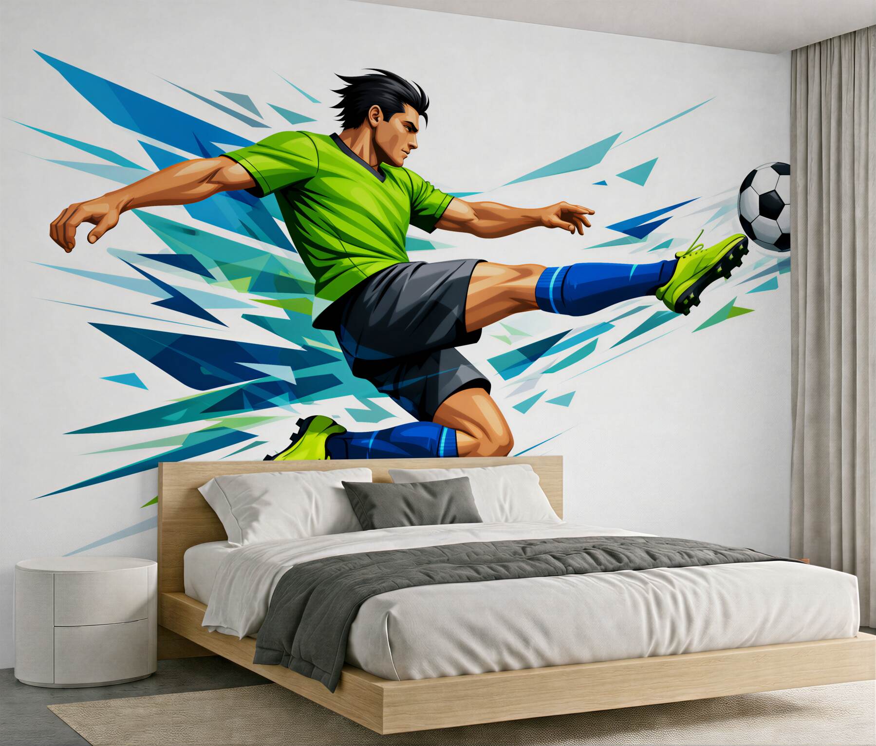 Papier peint footballeur en tir dynamique