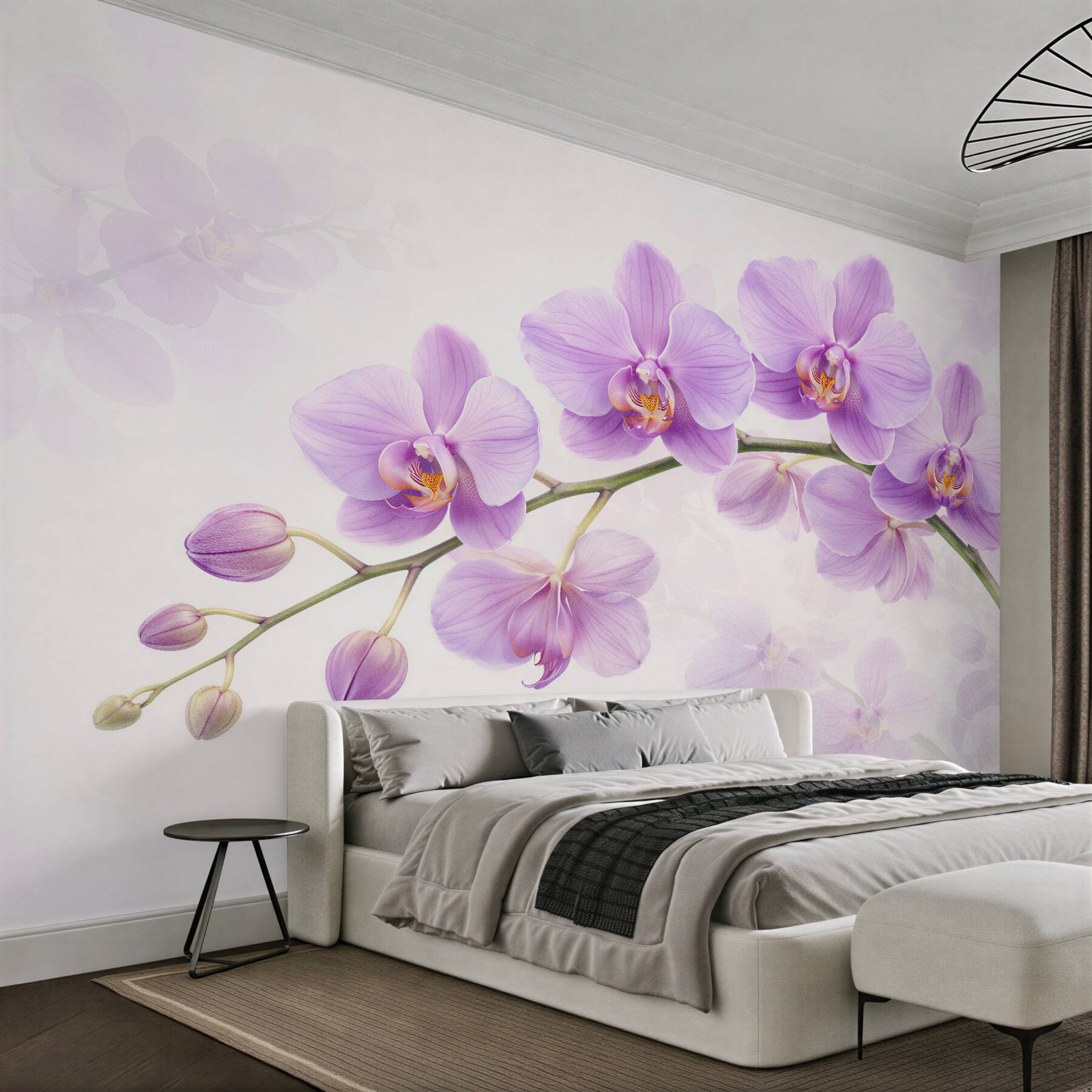Papier peint délicates orchidées lilas
