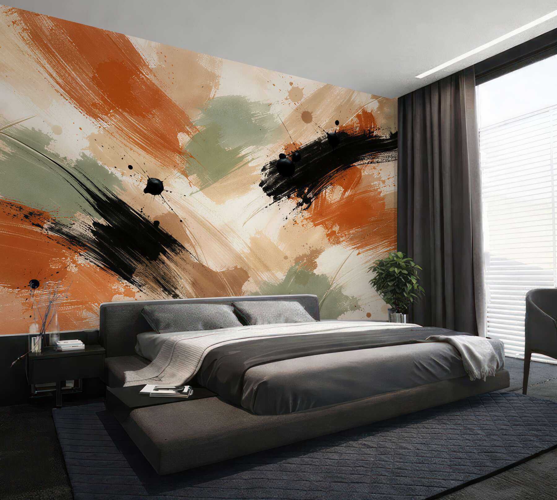 Papier peint coups de pinceau abstraits dans des couleurs chaudes