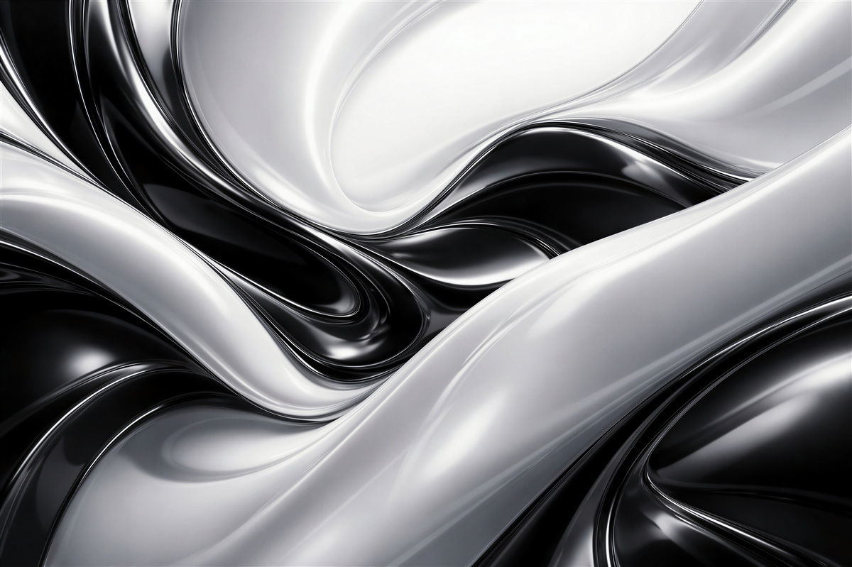 Papier peint abstraction fluide en noir et blanc