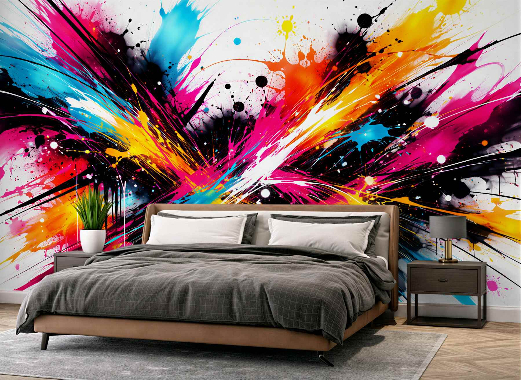 Papier peint explosion énergétique de couleurs abstraites