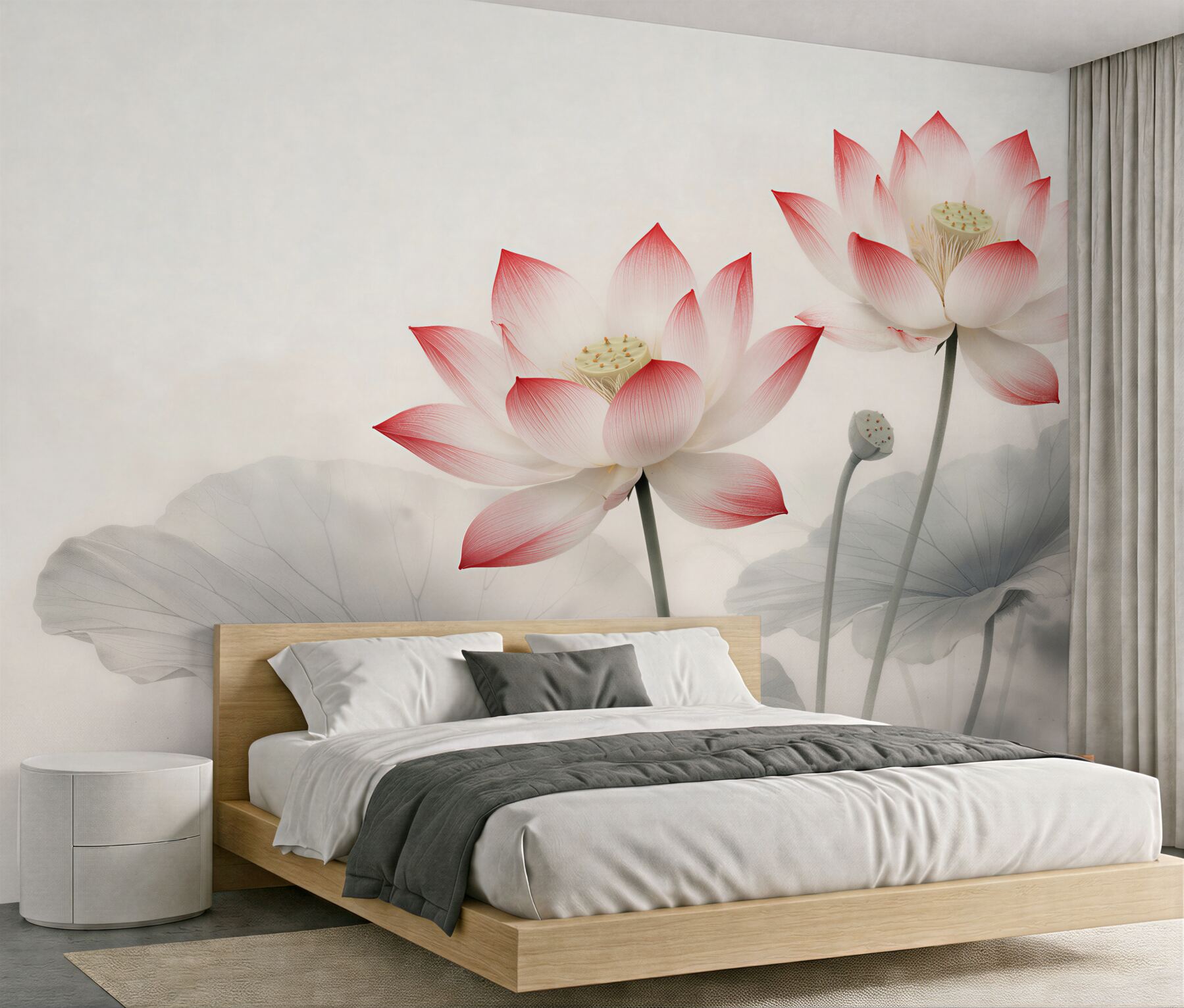 Papier peint lotus délicats dans une brume pastel