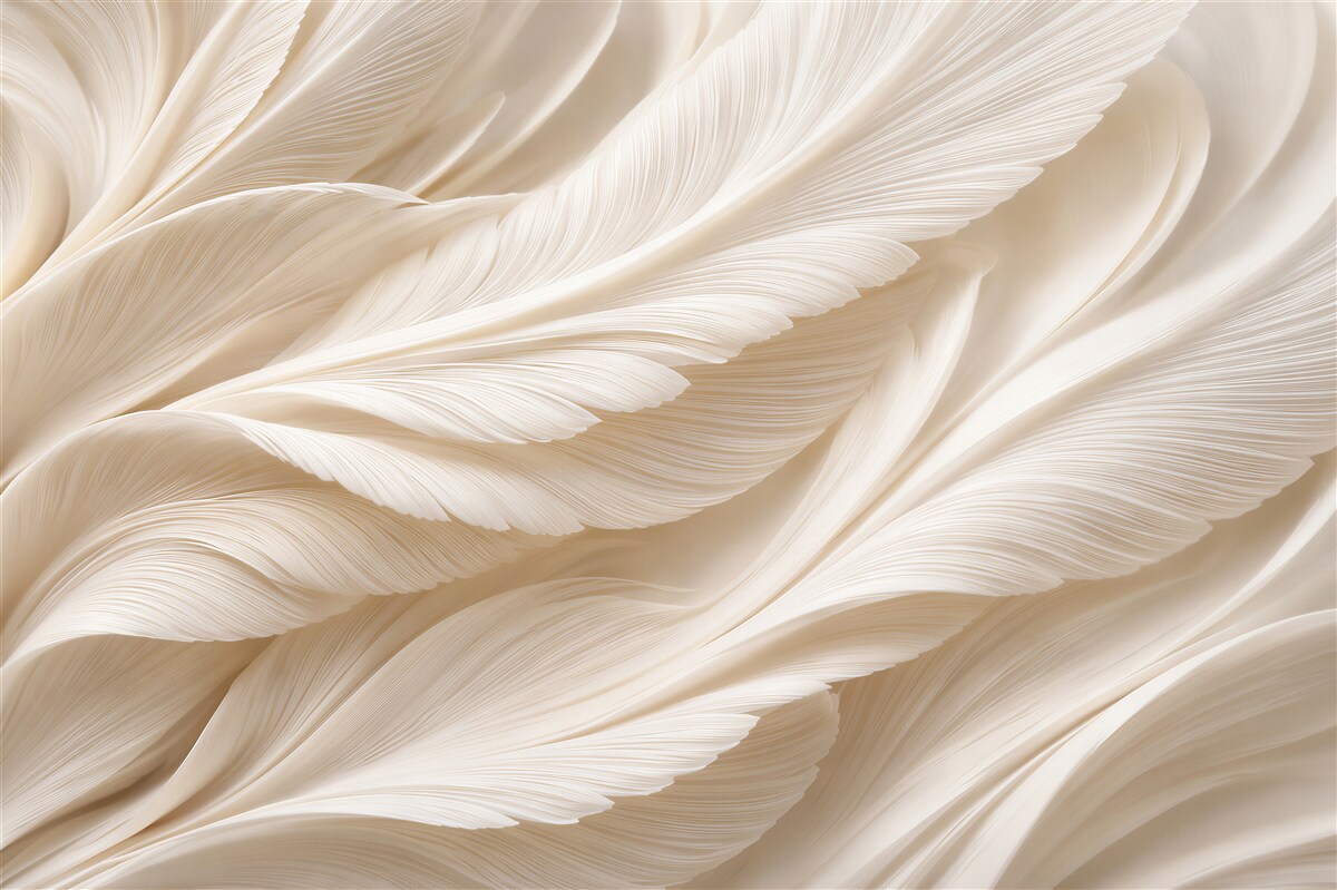 Papier peint plumes crème en mouvement doux