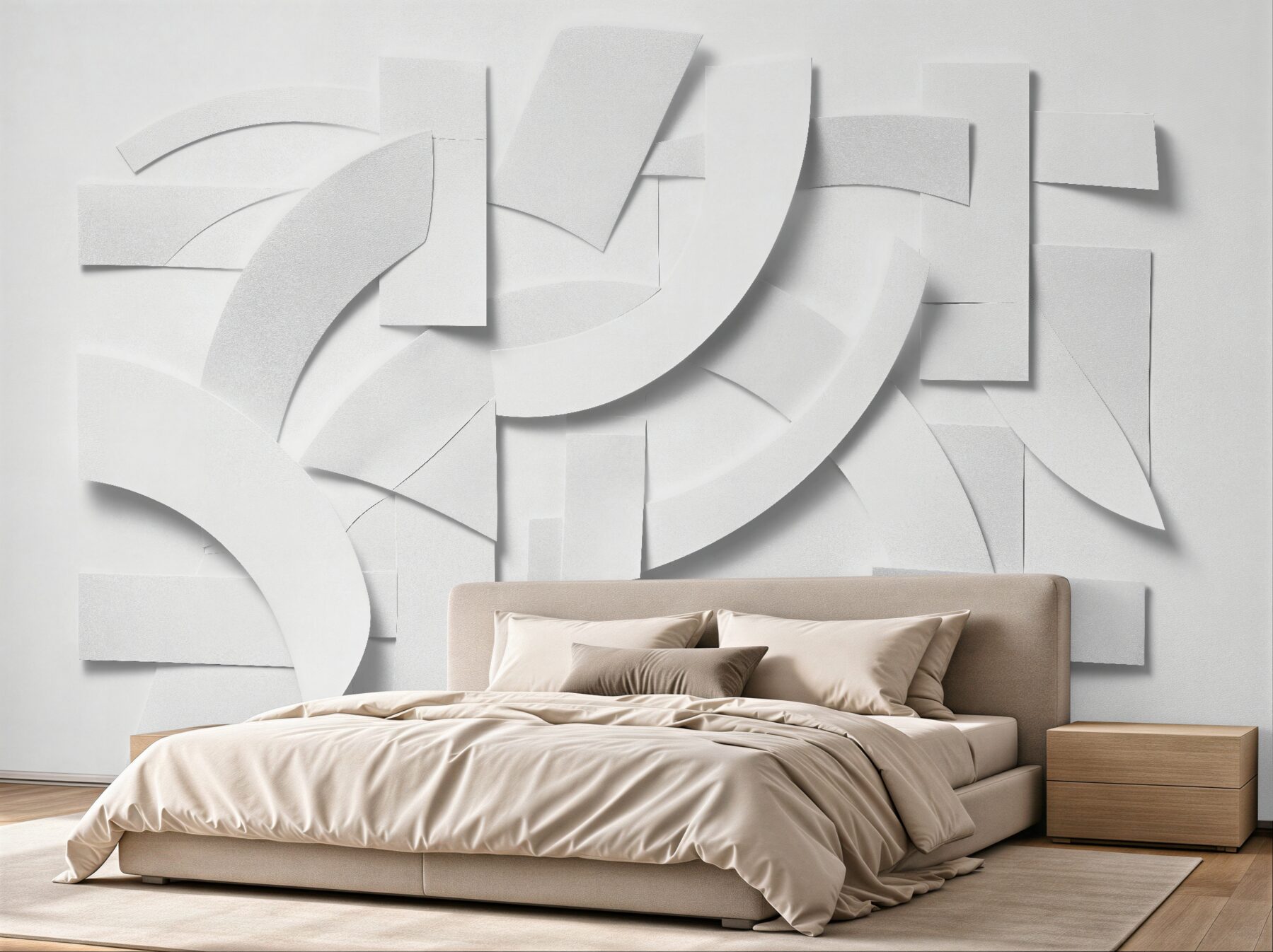 Papier peint composition géométrique blanche 3d